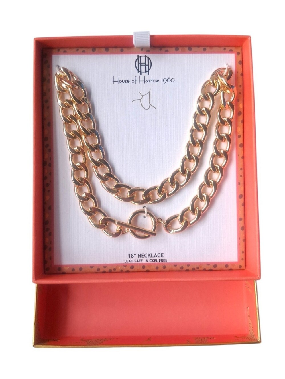 NWT House of Harlow 1960 Gold Tone Chunky Cuban Link Necklace - Picture 4 of 5